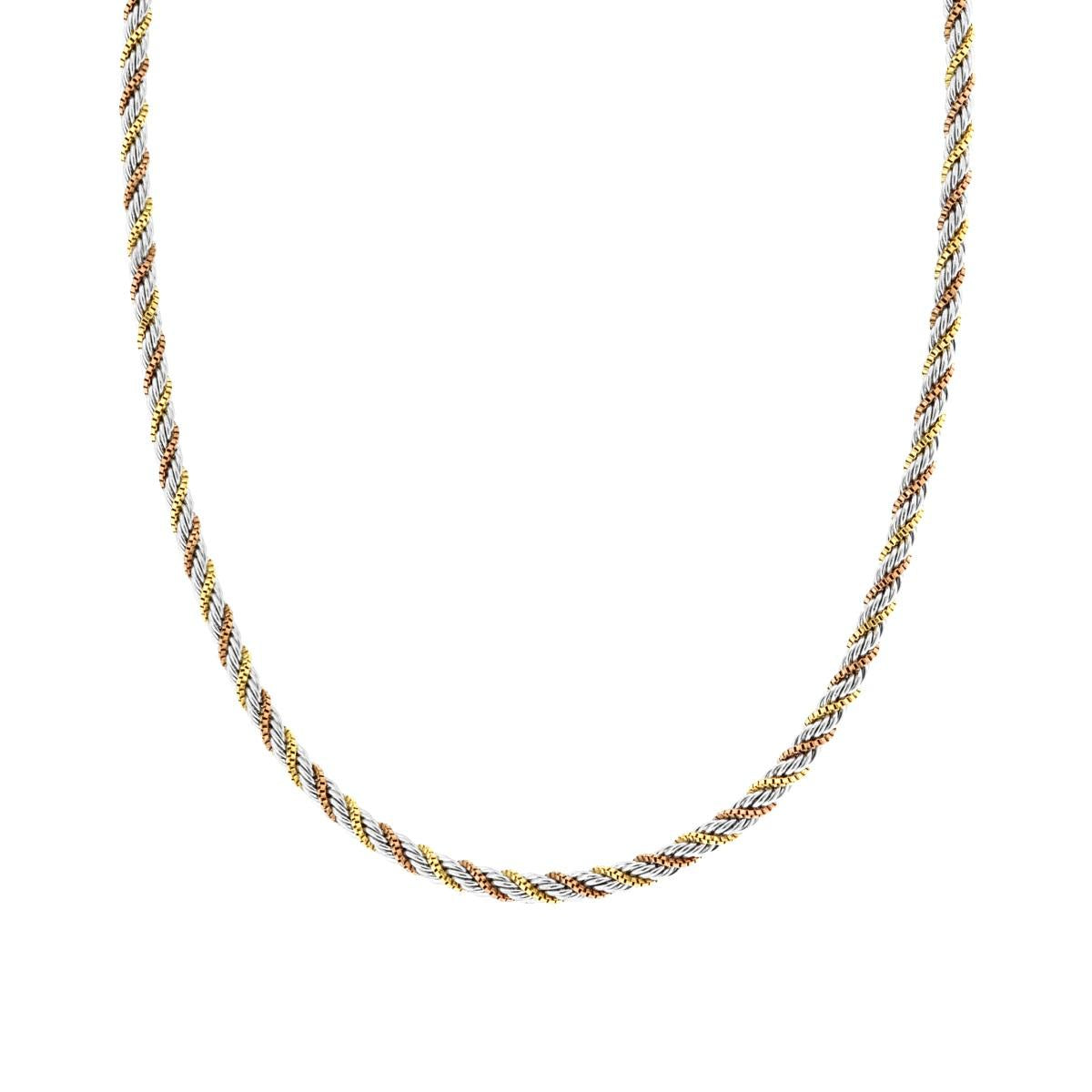 COLLANA TRE FILI CATENA VENEZIANA COLORE ORO E ROSA