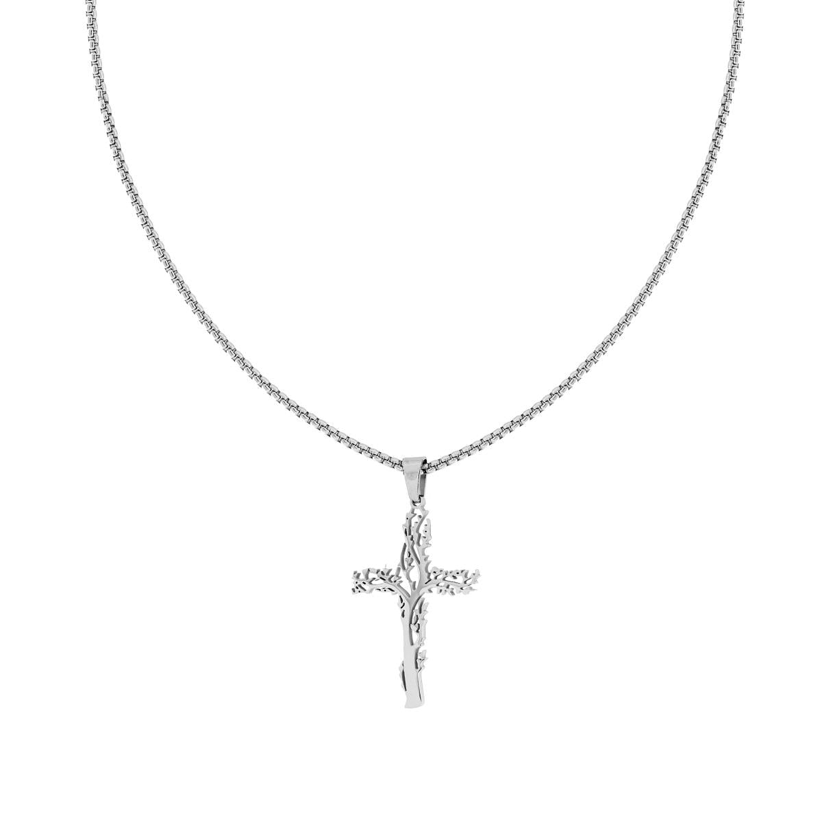COLLANA CATENA VENEZIANA TONDA CON CROCE ALBERO