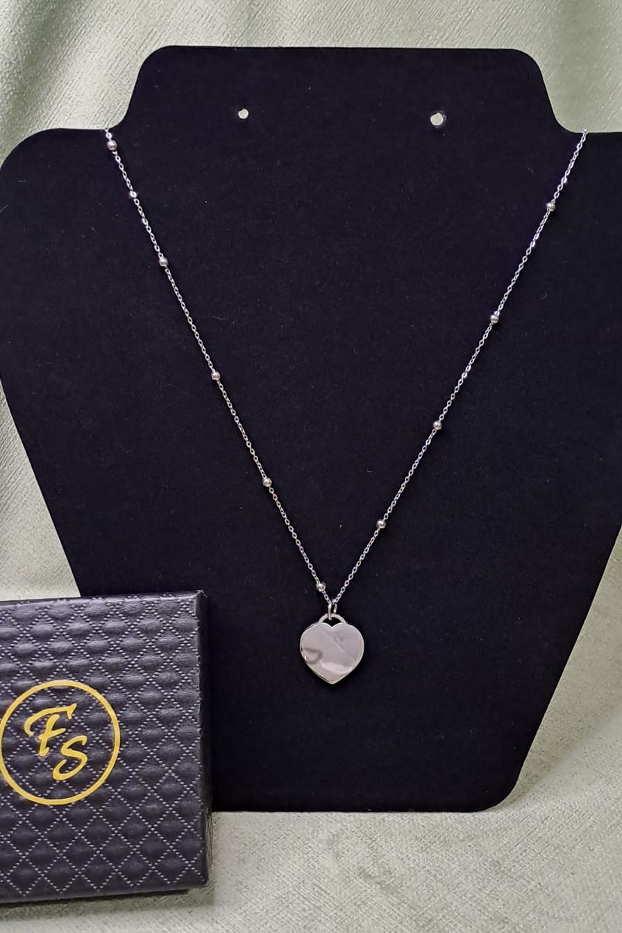 COLLANA CATENA DIAMANTATA CON PALLINE E CUORE