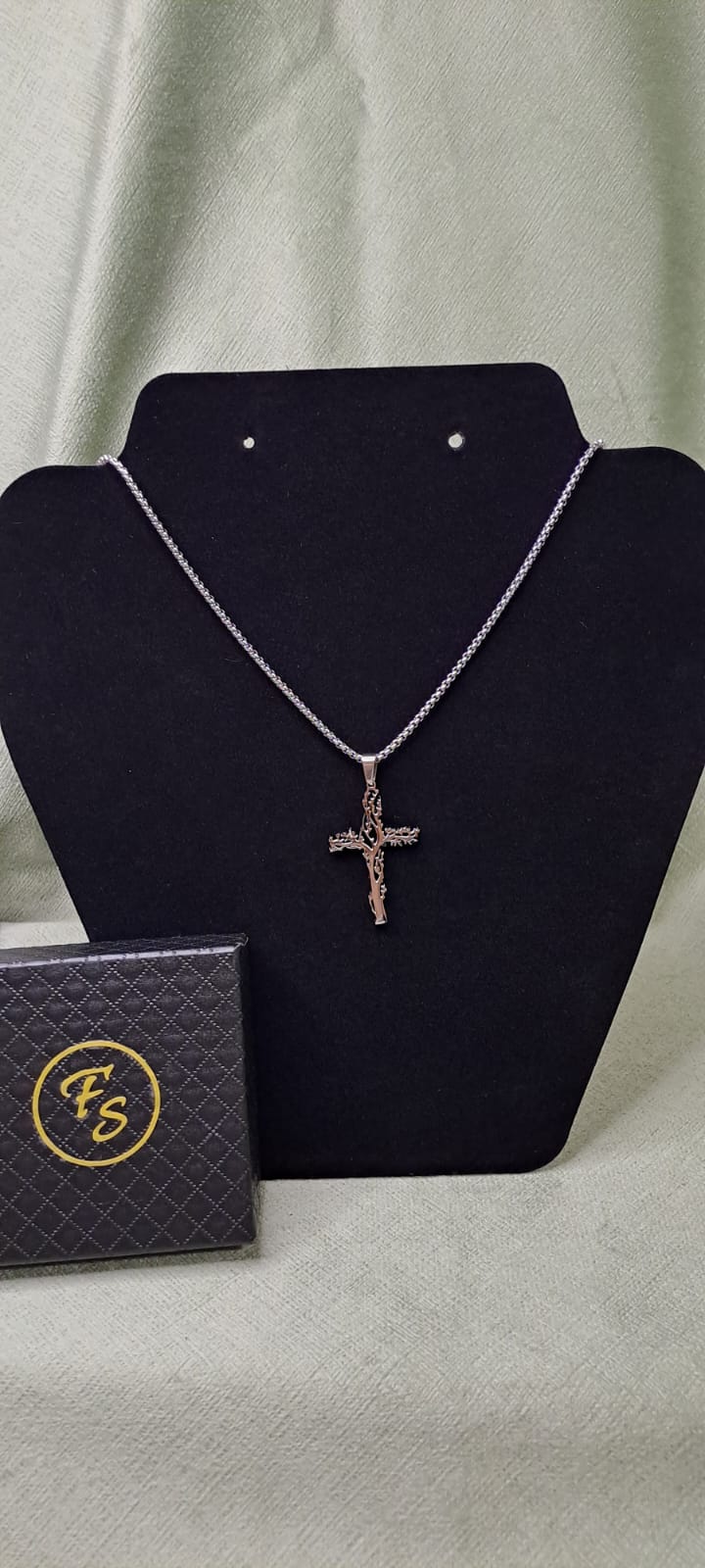 COLLANA CATENA VENEZIANA TONDA CON CROCE ALBERO