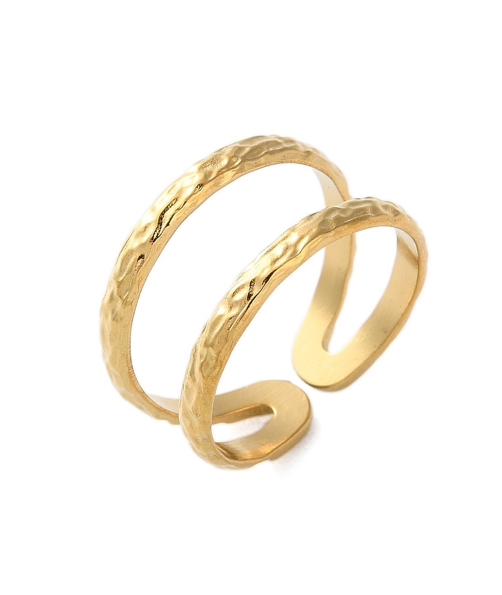 ANELLO REGOLABILE DOPPIA FASCIA MARTELLATA
