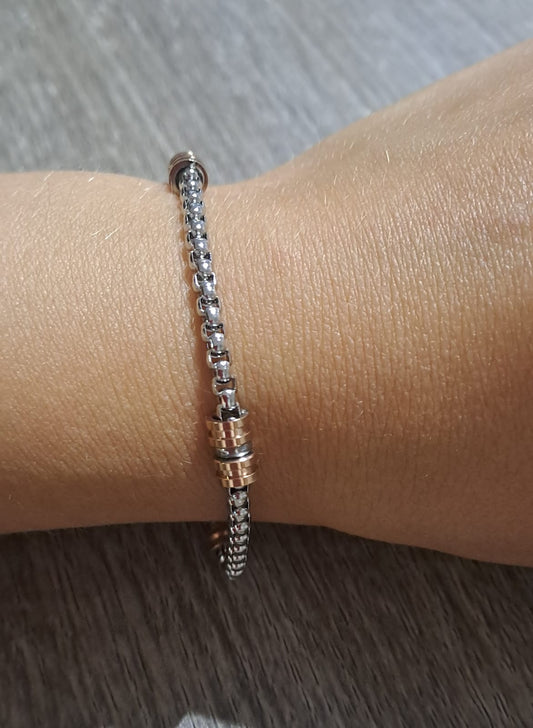 BRACCIALE CATENA VENEZIANA CON CILINDRI ROSE'