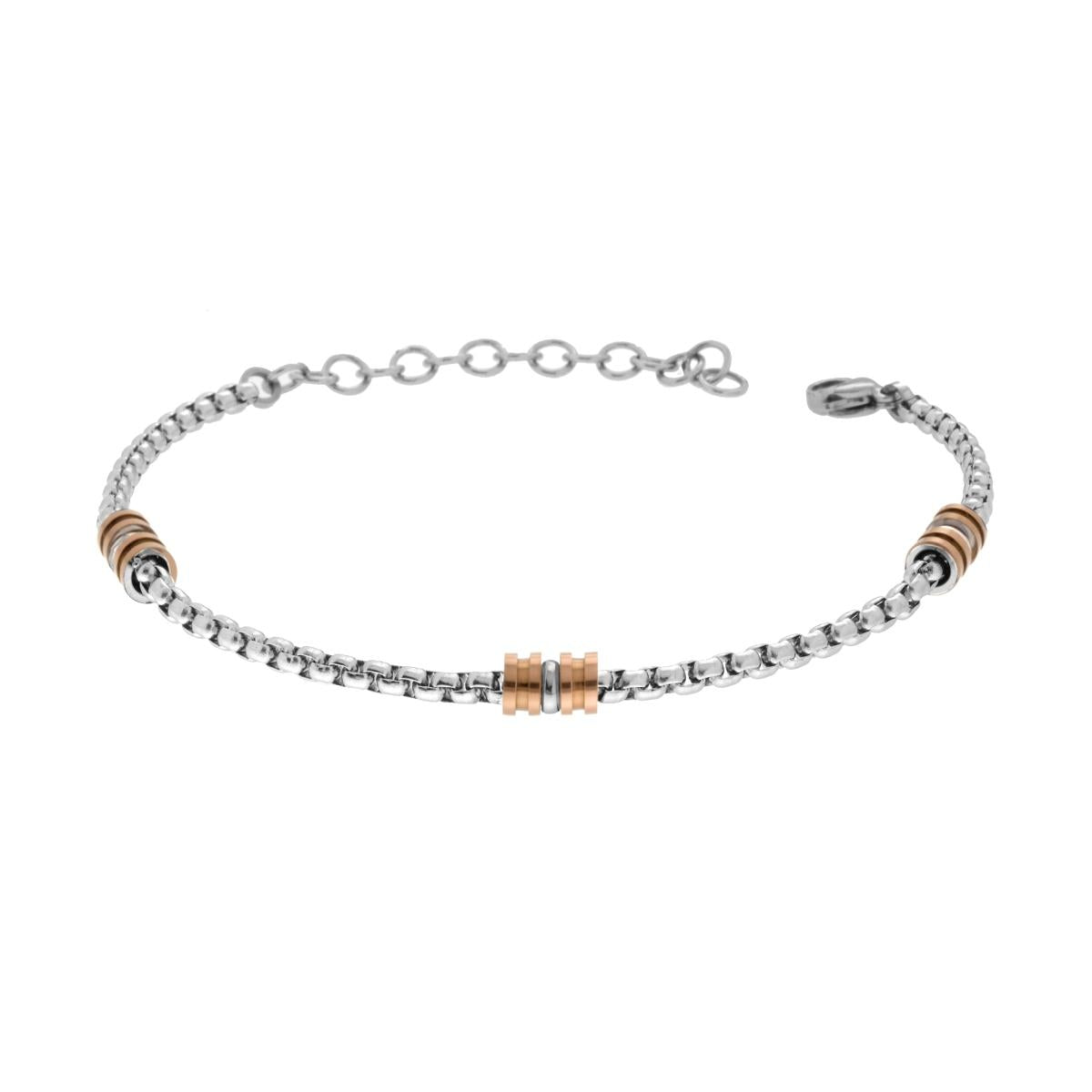 BRACCIALE CATENA VENEZIANA CON CILINDRI ROSE'
