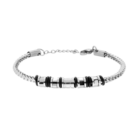 BRACCIALE CATENA TONDA CON CILINDRI E BULLONI