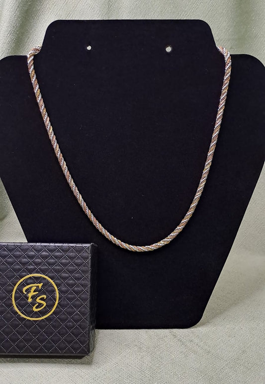 COLLANA TRE FILI CATENA VENEZIANA COLORE ORO E ROSA