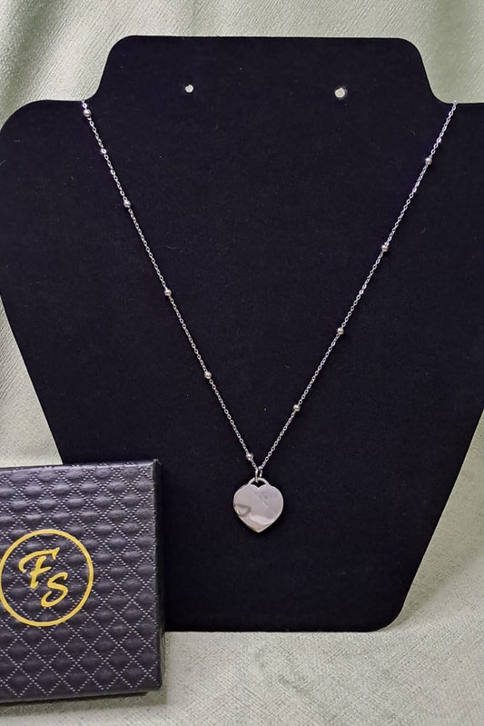 COLLANA CATENA DIAMANTATA CON PALLINE E CUORE