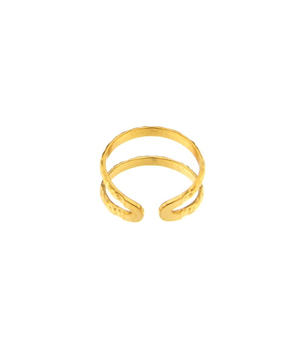 ANELLO REGOLABILE DOPPIA FASCIA MARTELLATA