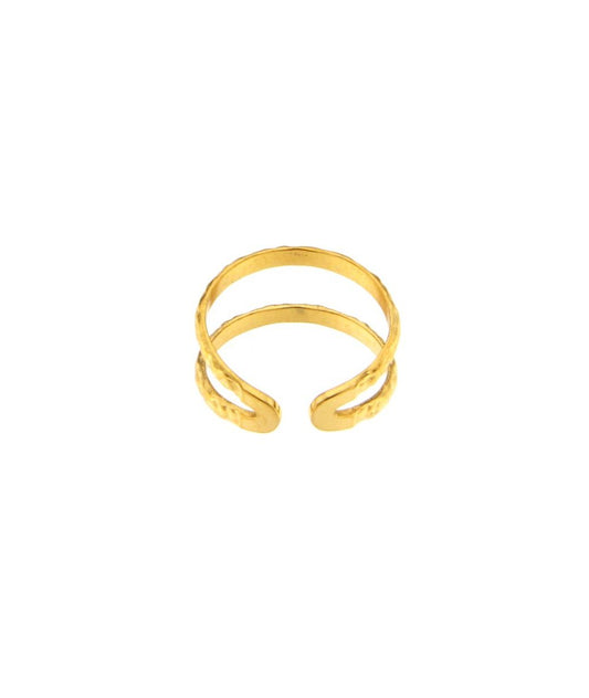 ANELLO REGOLABILE DOPPIA FASCIA MARTELLATA