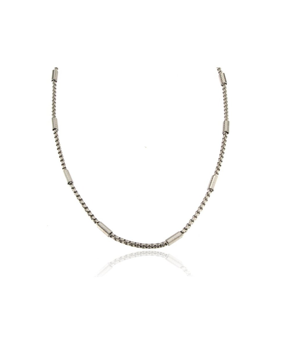 COLLANA MAGLIA TONDA CON TUBOLARI