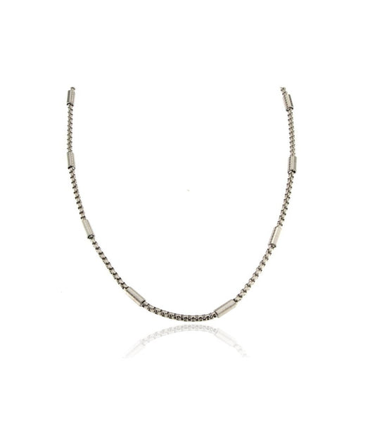COLLANA MAGLIA TONDA CON TUBOLARI